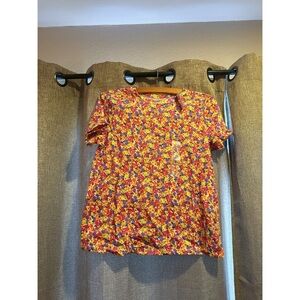 Old Navy Floral Blouse - Red and Yellow